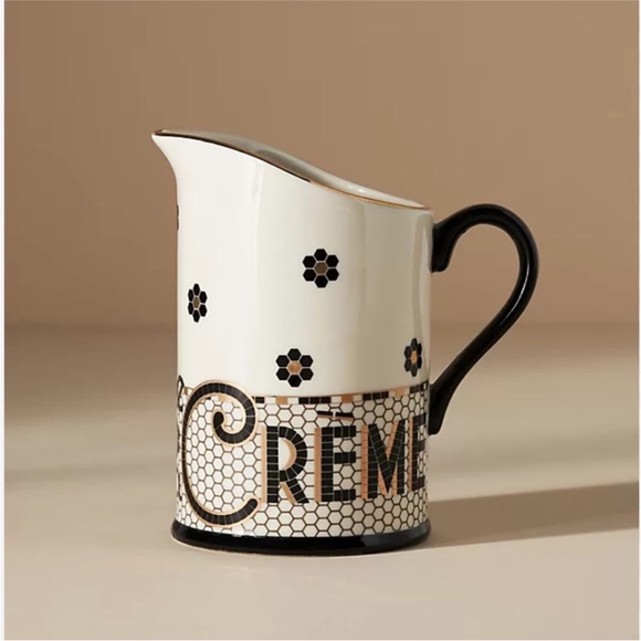 Anthropologie Bistro Tile Crème De La Crème Creamer - Picture 1 of 5